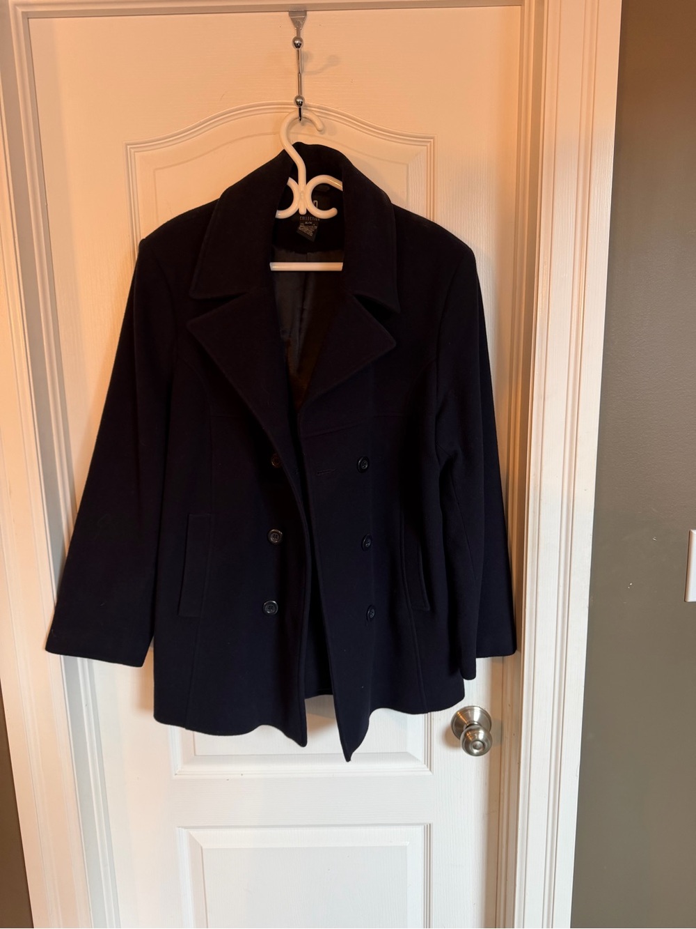 EGO Women's Dark Navy Double-Breasted Wool Peacoat